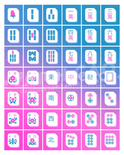 Mahjong Tiles Risograph Print