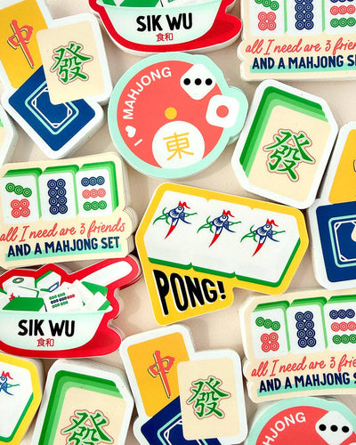 I heart mahjong vinyl sticker