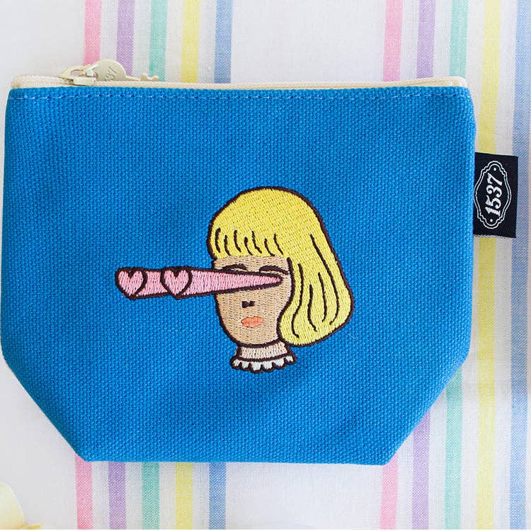 Embroidered Boat Pouch