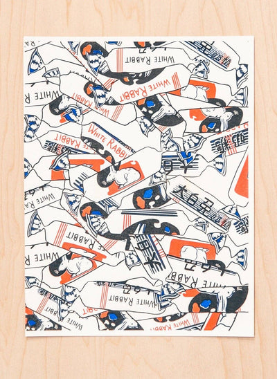 White Rabbit Candy Risograph Print