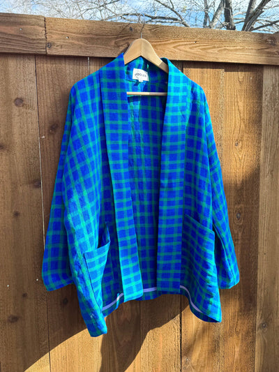 Blue Check Linen Jacket