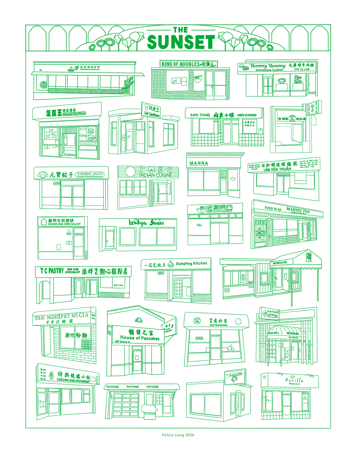 The Sunset District San Francisco Risograph Print