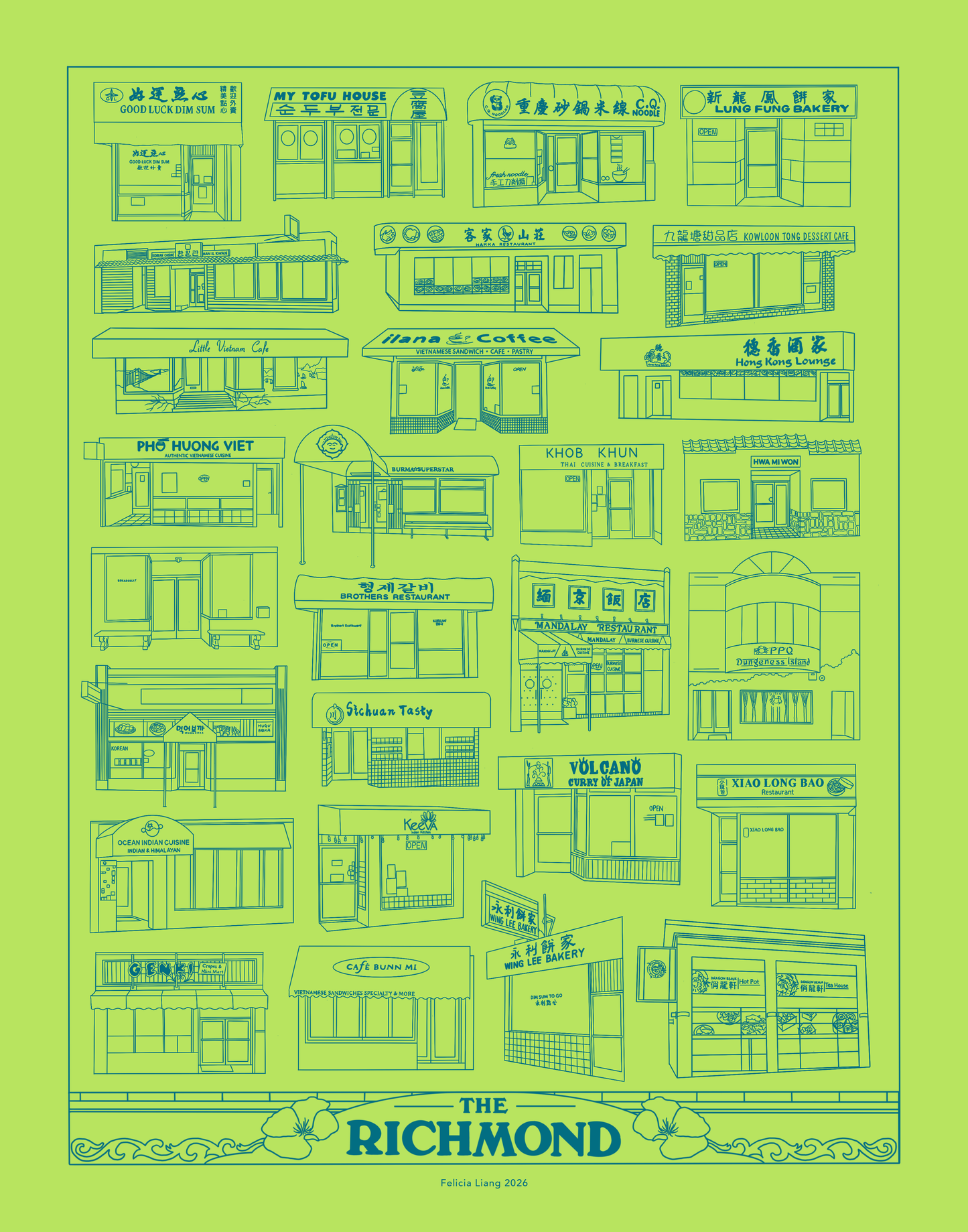 The Richmond District San Francisco Risograph Print