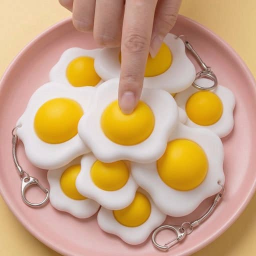 Fried Egg Clicker Keychain