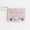 Embroidered Zip Pouch with Chain Ring