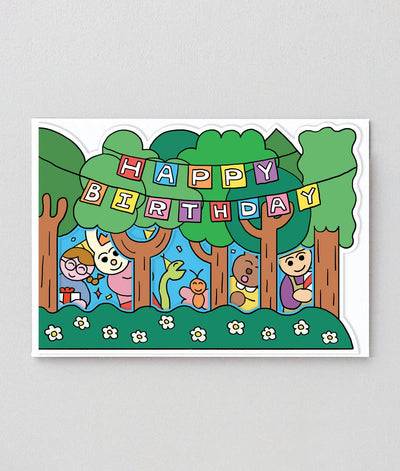Happy Birthday Forest Surprise Shaped Card