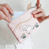 Embroidered Zip Pouch with Chain Ring