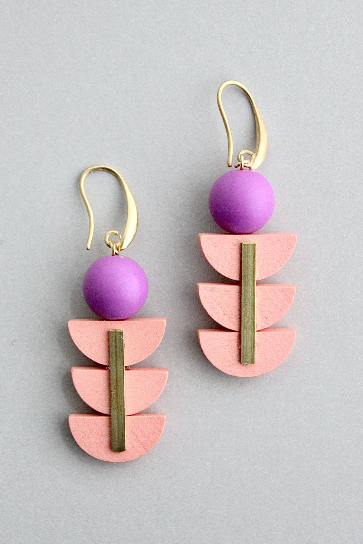 Pink and Purple geometric earrings