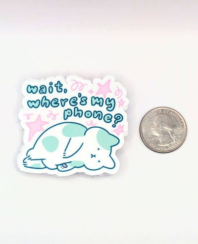 "Wait, Where's My Phone?" Cat Vinyl Sticker