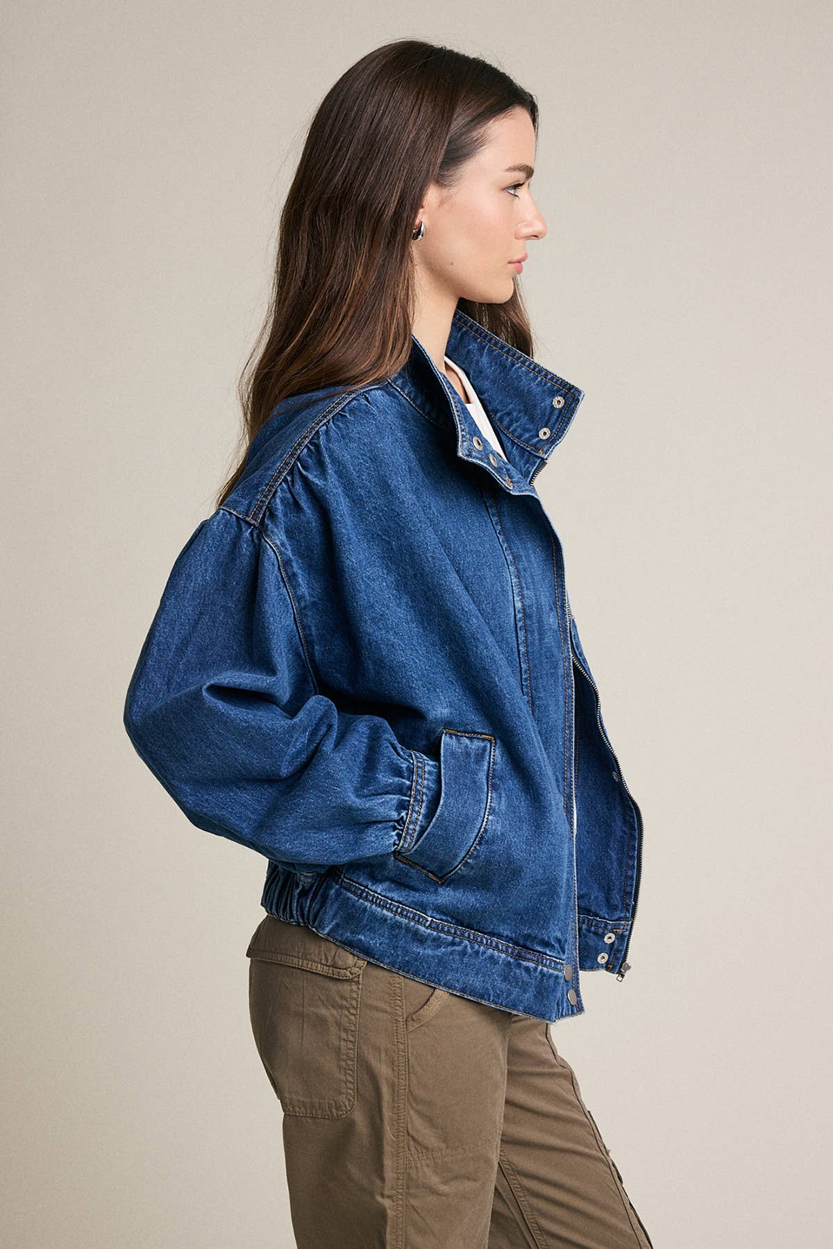 Gathered Back Denim Jacket