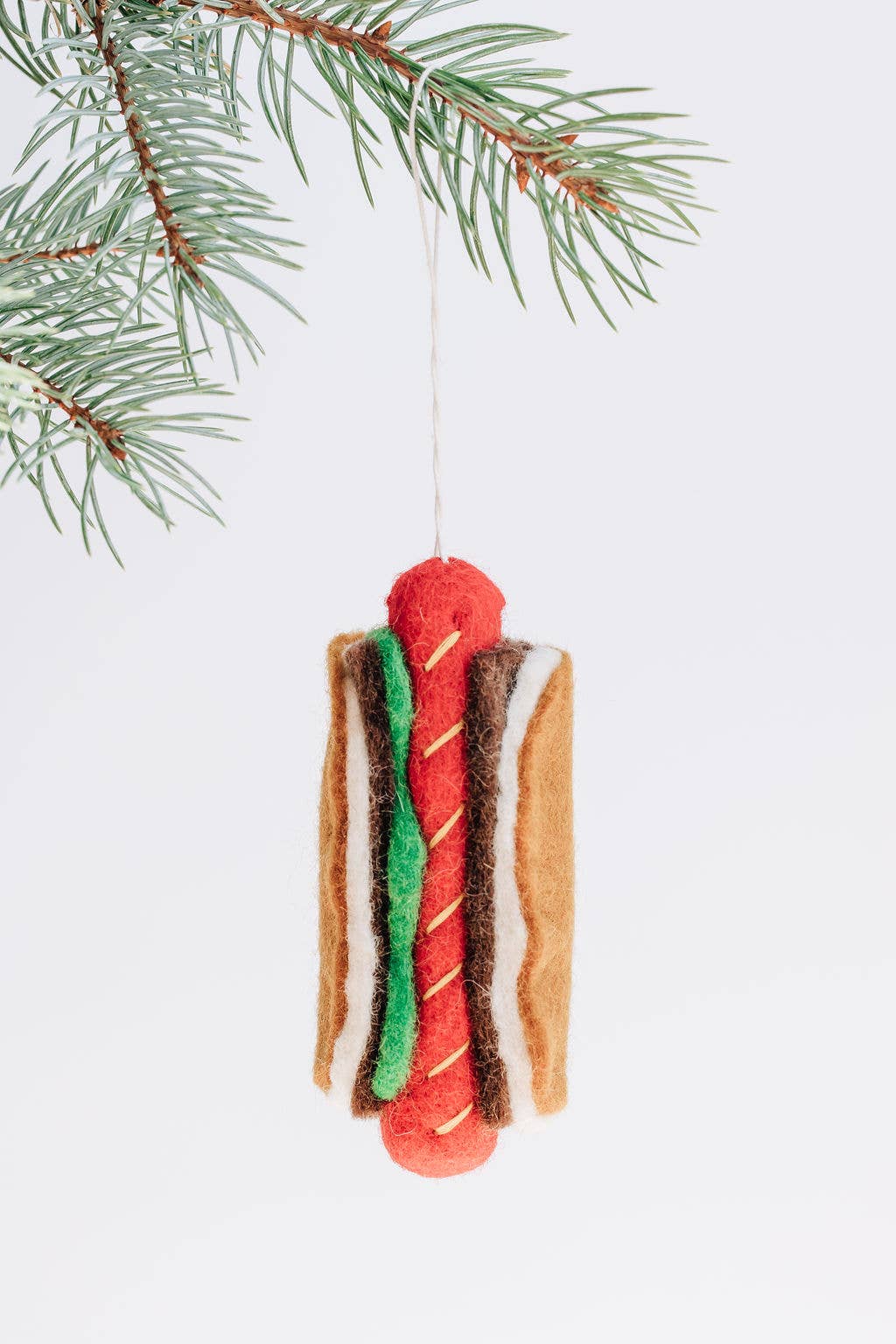 Handmade Hot Dog Felt Ornament