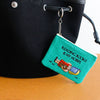 Embroidered Zip Pouch with Chain Ring