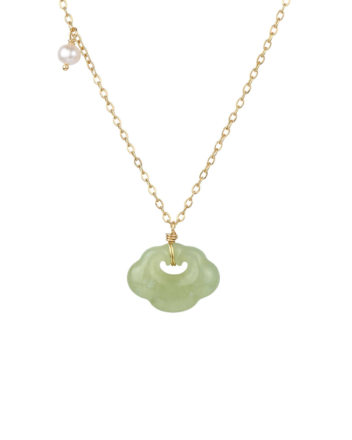 Cloud Green Jade Pendant Necklace