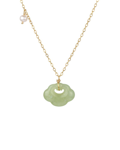 Cloud Green Jade Pendant Necklace