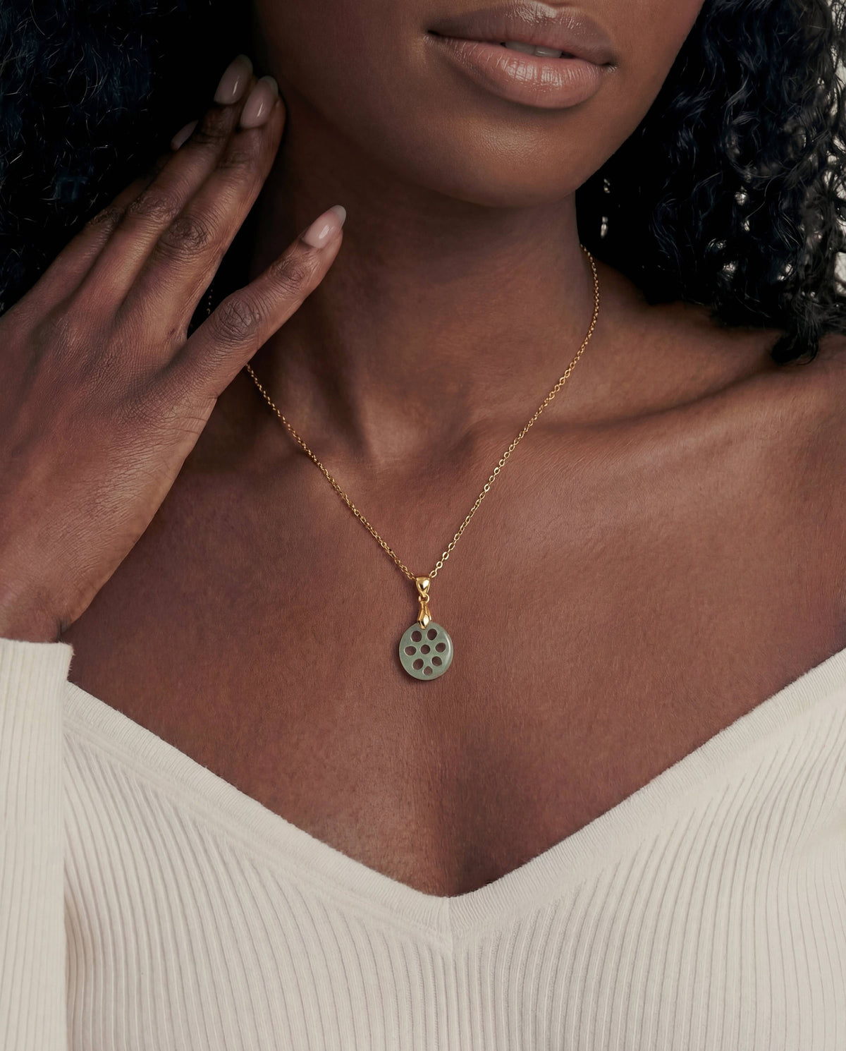Lotus Root Jade Pendant Necklace