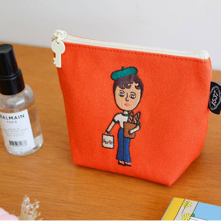 Embroidered Boat Pouch