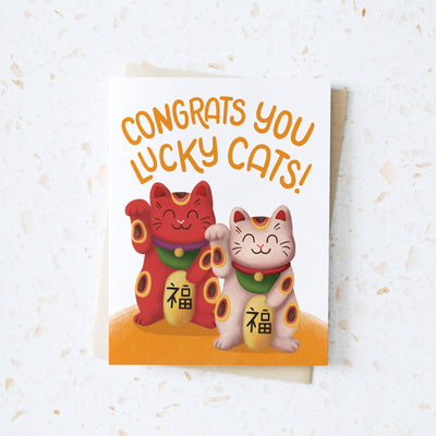 Congrats You Lucky Cats Wedding Greeting Card