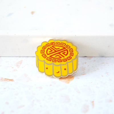 Snowy Moon Cake Enamel Pin