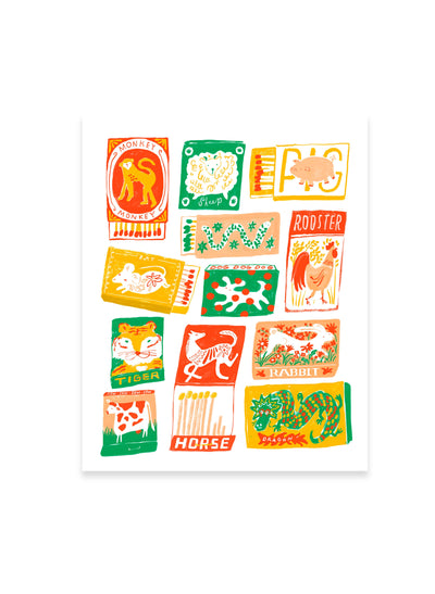 Chinese Zodiac Matchbook Print